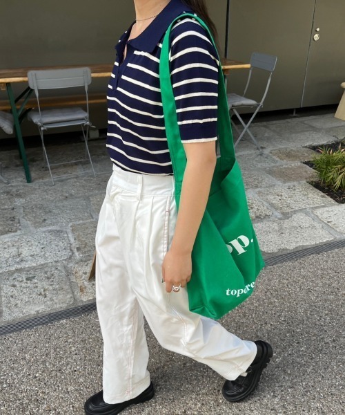 nemne store(ネンネストア)の「《Delfy》スキッパーボーダーサマーニットT(ポロシャツ・レディース・ネイビー/アイボリー・フリー)」の13枚目の写真