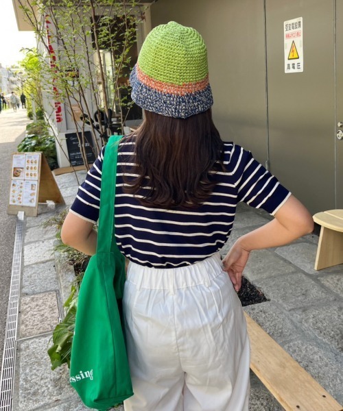 nemne store(ネンネストア)の「《Delfy》スキッパーボーダーサマーニットT(ポロシャツ・レディース・ネイビー/アイボリー・フリー)」の21枚目の写真