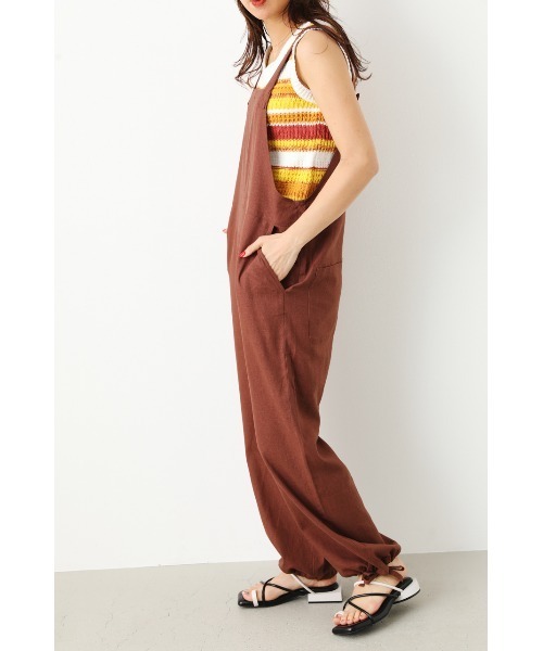 RODEO CROWNS WIDE BOWL（ロデオクラウンズワイドボウル）の「ワイドリラックスサロペット（サロペット/オーバーオール・レディース・ブラウン/ライム/ネイビー・FREE）」の5枚目の写真