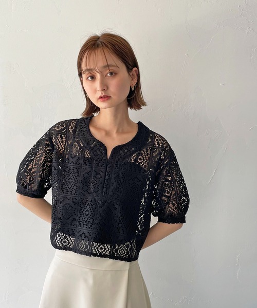 CLEIO（クレイオ）の「【CLEIO】パフスリーブレースブラウス（シャツ/ブラウス・レディース・アイボリー/ブラック・FREE）」の10枚目の写真