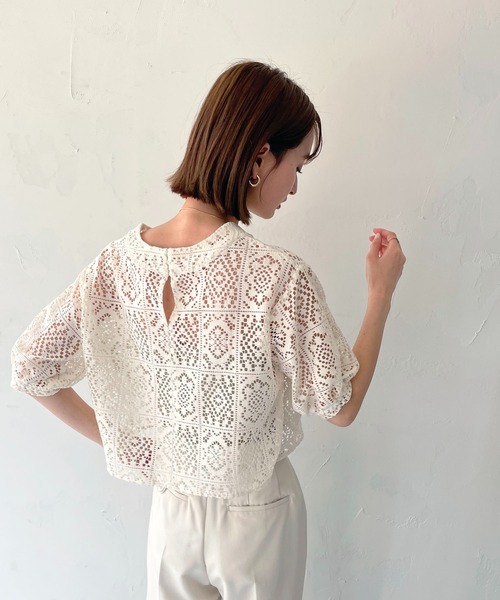 CLEIO（クレイオ）の「【CLEIO】パフスリーブレースブラウス（シャツ/ブラウス・レディース・アイボリー/ブラック・FREE）」の3枚目の写真