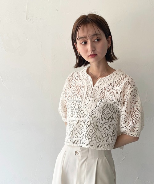 CLEIO（クレイオ）の「【CLEIO】パフスリーブレースブラウス（シャツ/ブラウス・レディース・アイボリー/ブラック・FREE）」の7枚目の写真