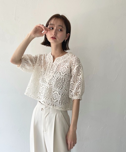 CLEIO（クレイオ）の「【CLEIO】パフスリーブレースブラウス（シャツ/ブラウス・レディース・アイボリー/ブラック・FREE）」の12枚目の写真