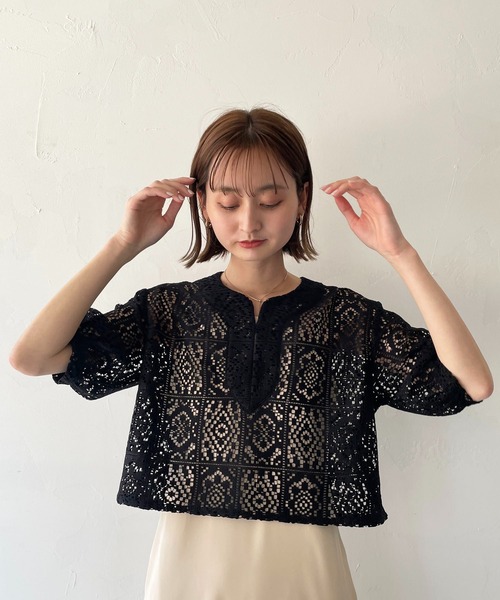 CLEIO（クレイオ）の「【CLEIO】パフスリーブレースブラウス（シャツ/ブラウス・レディース・アイボリー/ブラック・FREE）」の9枚目の写真