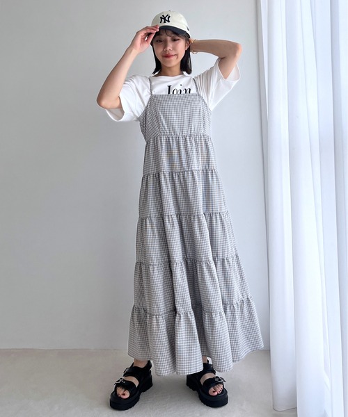 Heather（ヘザー）の「チェック柄ティアードキャミワンピース