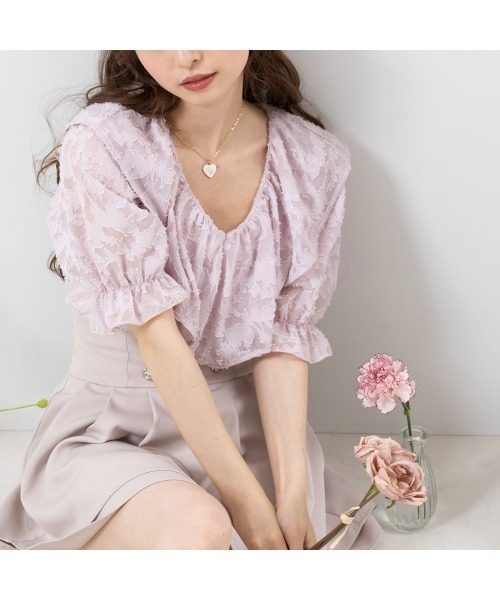 DearMyLoveRose(ディアマイラブローズ)の「エアリーフリルギャザーブラウス(シャツ/ブラウス・レディース・ベビーピンク/ホワイト/ラベンダー・MEDIUM/LARGE/XX-LARGE/X-LARGE)」の1枚目の写真