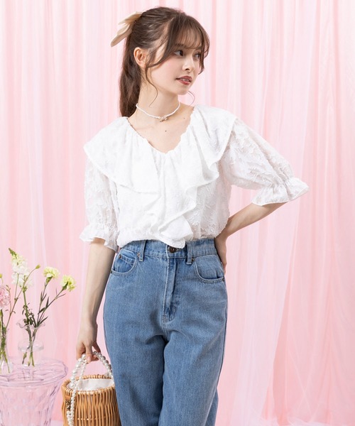 DearMyLoveRose(ディアマイラブローズ)の「エアリーフリルギャザーブラウス(シャツ/ブラウス・レディース・ベビーピンク/ホワイト/ラベンダー・MEDIUM/LARGE/XX-LARGE/X-LARGE)」の4枚目の写真