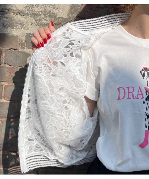 Desert Rose(デザートローズ)の「【DESERT ROSE/デザートローズ】ボタニカルレースジップアップブルゾン(ブルゾン・レディース・ブラック/ホワイト・FREE)」の8枚目の写真