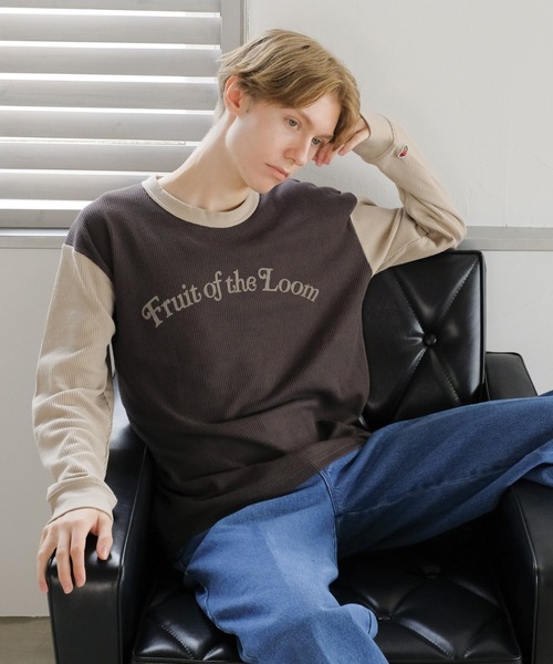 TCワッフルロングTシャツ / 長袖 / ロンT / 前面 / ロゴ / プリント
