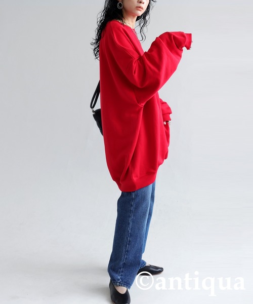 antiqua(アンティカ)の「ビッグサイズ裏毛スウェット(スウェット・レディース・レッド/ブルー/グリーン/杢グレー/グレイッシュベージュ/ブラック・FREE)」の12枚目の写真