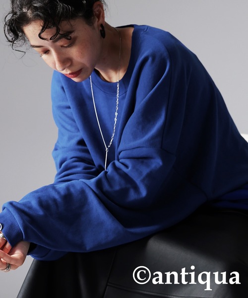 antiqua(アンティカ)の「ビッグサイズ裏毛スウェット(スウェット・レディース・レッド/ブルー/グリーン/杢グレー/グレイッシュベージュ/ブラック・FREE)」の11枚目の写真