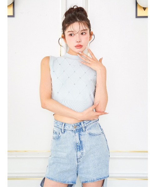 ダーリッチ DDダイヤニットトップス ホワイト Darich（ダーリッチ）の「ストーンダイヤニットトップス（ニット