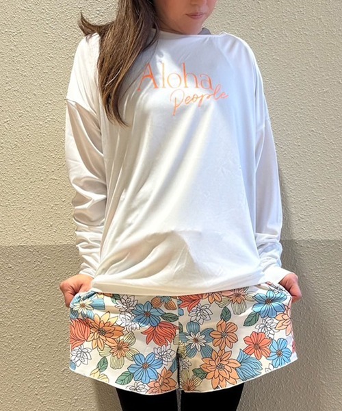 ムラサキスポーツ（ムラサキスポーツ）の「ALOHA PEOPLE/アロハピープル ロンT/ラッシュガード/水陸両用/UVケア APSS2401（Tシャツ/カットソー・レディース・ホワイト/ブラック・M/L）」の9枚目の写真