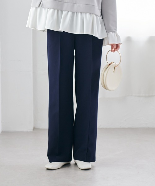RANAN（ラナン）の「裏起毛美脚シルエットピンタックワイドパンツ（スラックス・レディース・ブラック/アイボリー/チャコール/ブルー/モスグリーン/ピンク/ボルドー/ブラウン/ネイビー/ライトグレー・S/M/L/LL）」の7枚目の写真