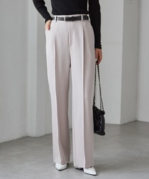 RANAN | 裏起毛美脚シルエットピンタックワイドパンツ(スラックス)