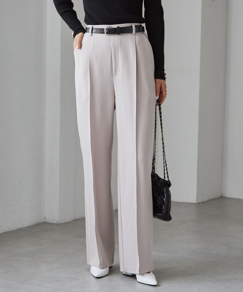 RANAN（ラナン）の「裏起毛美脚シルエットピンタックワイドパンツ（スラックス・レディース・ブラック/アイボリー/チャコール/ブルー/モスグリーン/ピンク/ボルドー/ブラウン/ネイビー/ライトグレー・S/M/L/LL）」の3枚目の写真