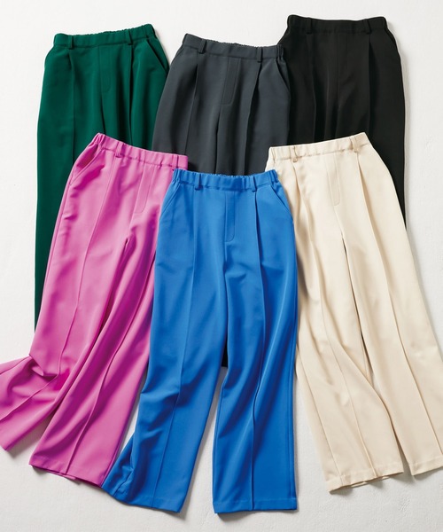 RANAN（ラナン）の「裏起毛美脚シルエットピンタックワイドパンツ（スラックス・レディース・ブラック/アイボリー/チャコール/ブルー/モスグリーン/ピンク/ボルドー/ブラウン/ネイビー/ライトグレー・S/M/L/LL）」の11枚目の写真