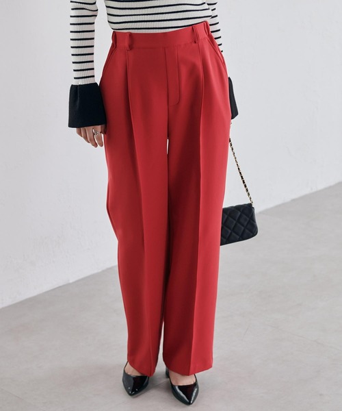 RANAN（ラナン）の「裏起毛美脚シルエットピンタックワイドパンツ（スラックス・レディース・ブラック/アイボリー/チャコール/ブルー/モスグリーン/ピンク/ボルドー/ブラウン/ネイビー/ライトグレー・S/M/L/LL）」の20枚目の写真