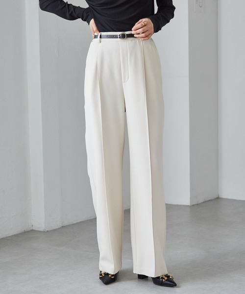 セール】裏起毛美脚シルエットピンタックワイドパンツ（スラックス