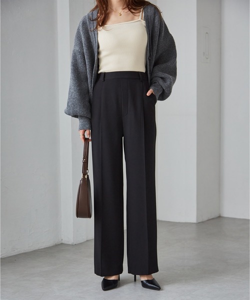 ^_ ̫_^ Kashiko ピンタックワイドパンツ セール】裏起毛美脚シルエットピンタックワイドパンツ（スラックス