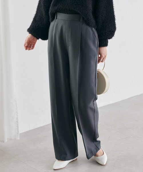 RANAN（ラナン）の「裏起毛美脚シルエットピンタックワイドパンツ（スラックス・レディース・ブラック/アイボリー/チャコール/ブルー/モスグリーン/ピンク/ボルドー/ブラウン/ネイビー/ライトグレー・S/M/L/LL）」の22枚目の写真