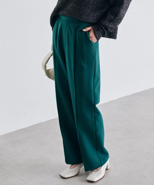 RANAN（ラナン）の「裏起毛美脚シルエットピンタックワイドパンツ（スラックス・レディース・ブラック/アイボリー/チャコール/ブルー/モスグリーン/ピンク/ボルドー/ブラウン/ネイビー/ライトグレー・S/M/L/LL）」の12枚目の写真