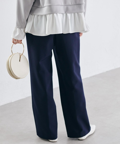 RANAN（ラナン）の「裏起毛美脚シルエットピンタックワイドパンツ（スラックス・レディース・ブラック/アイボリー/チャコール/ブルー/モスグリーン/ピンク/ボルドー/ブラウン/ネイビー/ライトグレー・S/M/L/LL）」の15枚目の写真