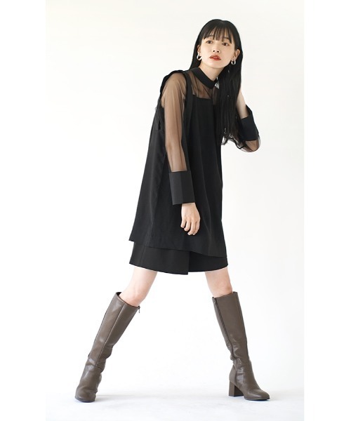 e-zakkamania stores(イーザッカマニアストアーズ)の「シアー チュニックブラウス(シャツ/ブラウス・レディース・ライトベージュ/ブラック・M)」の3枚目の写真