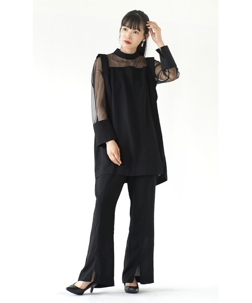 e-zakkamania stores(イーザッカマニアストアーズ)の「シアー チュニックブラウス(シャツ/ブラウス・レディース・ライトベージュ/ブラック・M)」の4枚目の写真