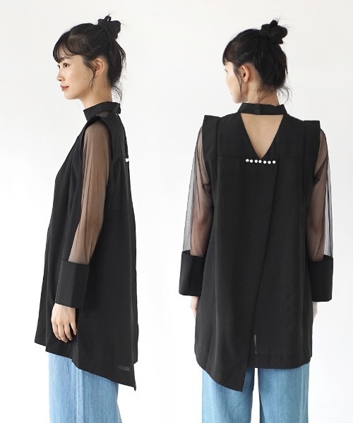 e-zakkamania stores(イーザッカマニアストアーズ)の「シアー チュニックブラウス(シャツ/ブラウス・レディース・ライトベージュ/ブラック・M)」の11枚目の写真