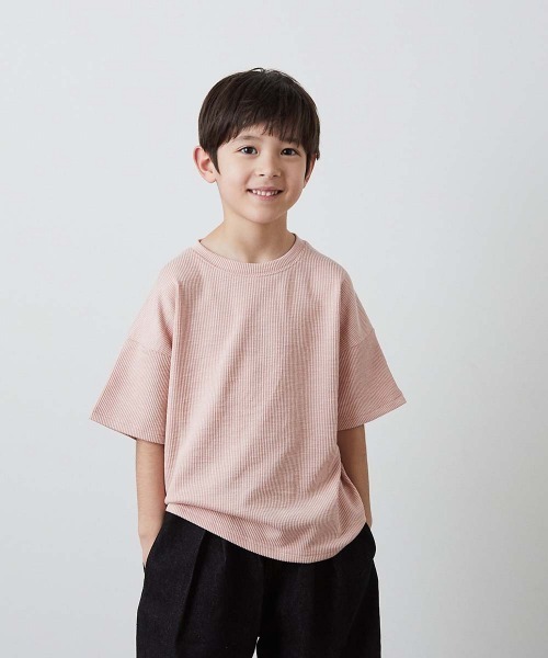 riziere(リジェール)の「ニュアンスカラーリブTシャツ(Tシャツ/カットソー・キッズ・ベージュ/チャコールグレー/ピンク/ブルー/グリーン/アイボリー・100/150/140/90/110/120/130)」の6枚目の写真