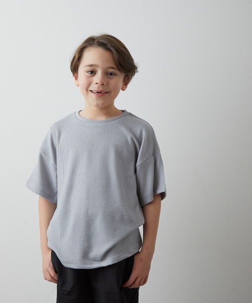riziere(リジェール)の「ニュアンスカラーリブTシャツ(Tシャツ/カットソー・キッズ・ベージュ/チャコールグレー/ピンク/ブルー/グリーン/アイボリー・100/150/140/90/110/120/130)」の5枚目の写真