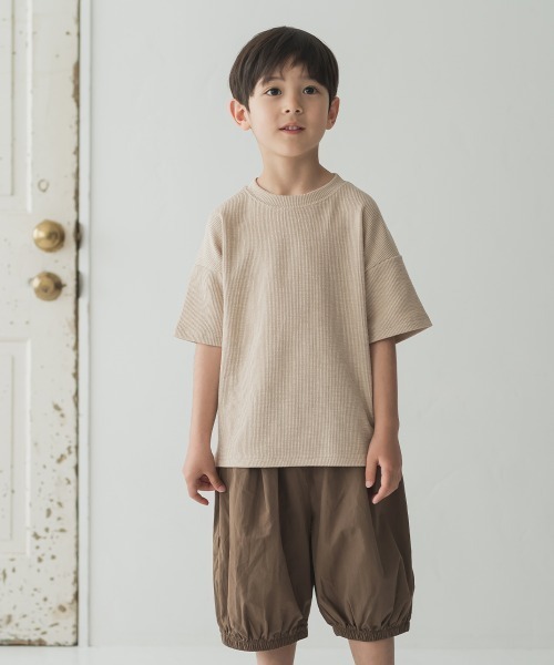 riziere(リジェール)の「ニュアンスカラーリブTシャツ(Tシャツ/カットソー・キッズ・ベージュ/チャコールグレー/ピンク/ブルー/グリーン/アイボリー・100/150/140/90/110/120/130)」の7枚目の写真