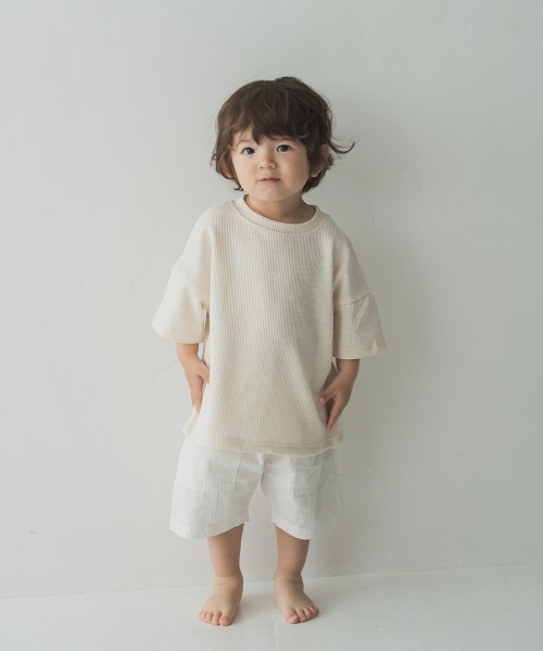 riziere(リジェール)の「ニュアンスカラーリブTシャツ(Tシャツ/カットソー・キッズ・ベージュ/チャコールグレー/ピンク/ブルー/グリーン/アイボリー・100/150/140/90/110/120/130)」の14枚目の写真