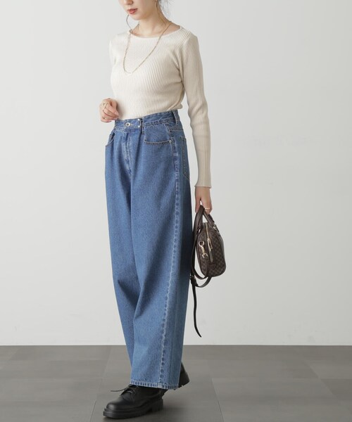 FREE'S MART（フリーズマート）の「◇[洗える]マシンウォッシャブルオーガニックコットン長袖ニット（ニット/セーター・レディース・パープル/ホワイト/ブラック/グリーン・FREE）」の19枚目の写真