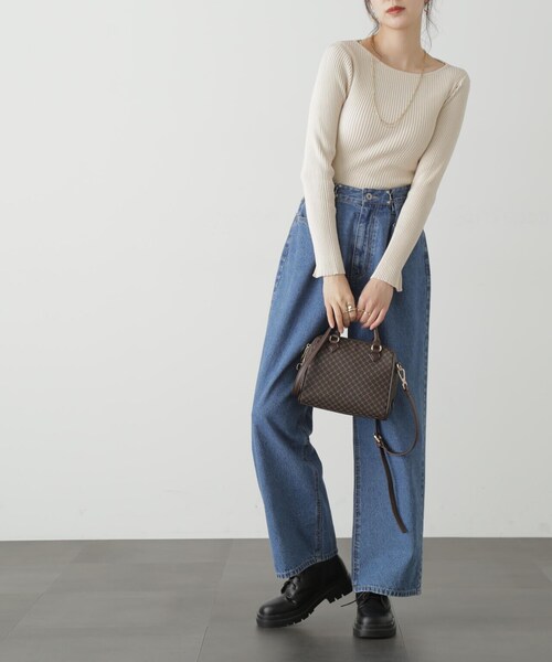 FREE'S MART（フリーズマート）の「◇[洗える]マシンウォッシャブルオーガニックコットン長袖ニット（ニット/セーター・レディース・パープル/ホワイト/ブラック/グリーン・FREE）」の21枚目の写真