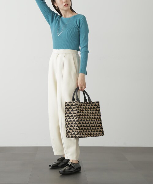 FREE'S MART（フリーズマート）の「◇[洗える]マシンウォッシャブルオーガニックコットン長袖ニット（ニット/セーター・レディース・パープル/ホワイト/ブラック/グリーン・FREE）」の5枚目の写真