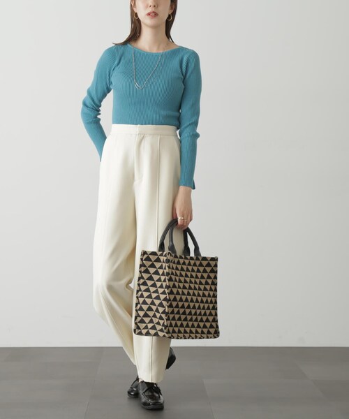 FREE'S MART（フリーズマート）の「◇[洗える]マシンウォッシャブルオーガニックコットン長袖ニット（ニット/セーター・レディース・パープル/ホワイト/ブラック/グリーン・FREE）」の6枚目の写真