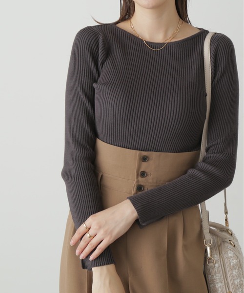 FREE'S MART（フリーズマート）の「◇[洗える]マシンウォッシャブルオーガニックコットン長袖ニット（ニット/セーター・レディース・パープル/ホワイト/ブラック/グリーン・FREE）」の3枚目の写真