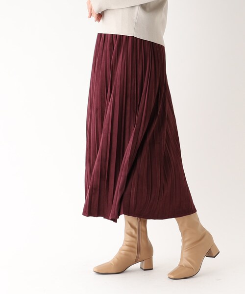 OPAQUE.CLIP(オペークドットクリップ)の「◆5color/フェイクスエード イージープリーツスカート【洗濯機洗い可】(スカート・レディース・チャコールグレー/ライトグレー/オフホワイト/ボルドー/ライトブルー・42/38/40)」の21枚目の写真
