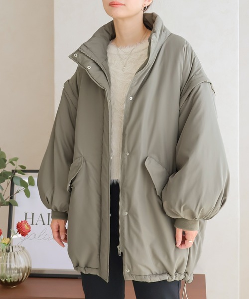 Social GIRL（ソーシャルガール）の「2WAYスタンドカラーキルトコート/キルティングベスト（ベスト・レディース・カーキ/アイボリー/ブラック・M）」の20枚目の写真