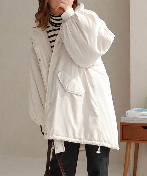 Social GIRL（ソーシャルガール）の「2WAYスタンドカラーキルトコート/キルティングベスト（ベスト・レディース・カーキ/アイボリー/ブラック・M）」の8枚目の写真