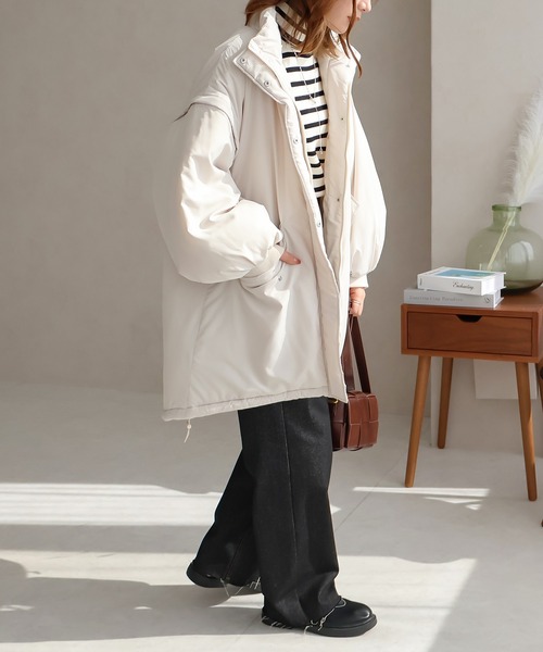 Social GIRL（ソーシャルガール）の「2WAYスタンドカラーキルトコート/キルティングベスト（ベスト・レディース・カーキ/アイボリー/ブラック・M）」の11枚目の写真