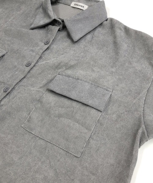 セール】ボリュームスリーブクロップド丈コーデュロイシャツ（シャツ