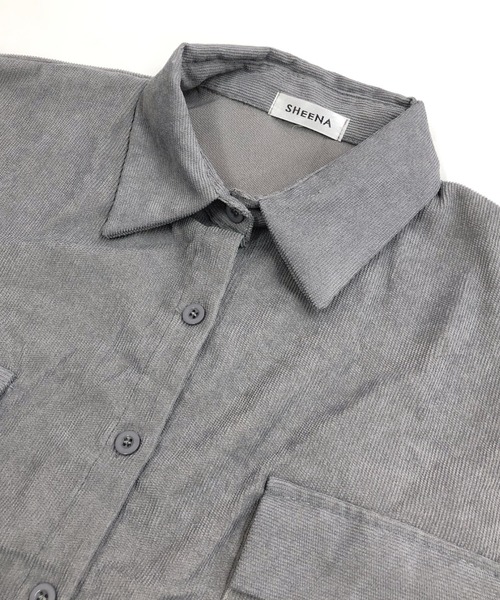 セール】ボリュームスリーブクロップド丈コーデュロイシャツ（シャツ