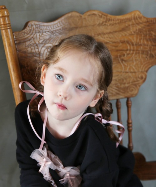 Rora（ローラ）の「ロンロン リボン ヘアゴム 2個セット（ヘアゴム・キッズ・クリーム/ブラック/ピンク/ラベンダー・FREE）」の5枚目の写真