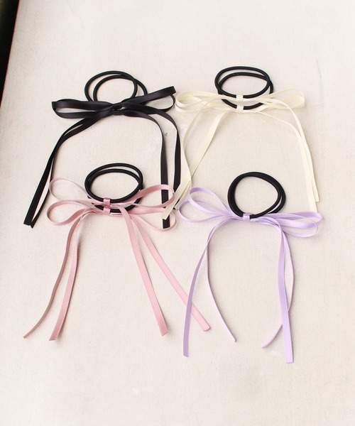 Rora（ローラ）の「ロンロン リボン ヘアゴム 2個セット（ヘアゴム・キッズ・クリーム/ブラック/ピンク/ラベンダー・FREE）」の6枚目の写真