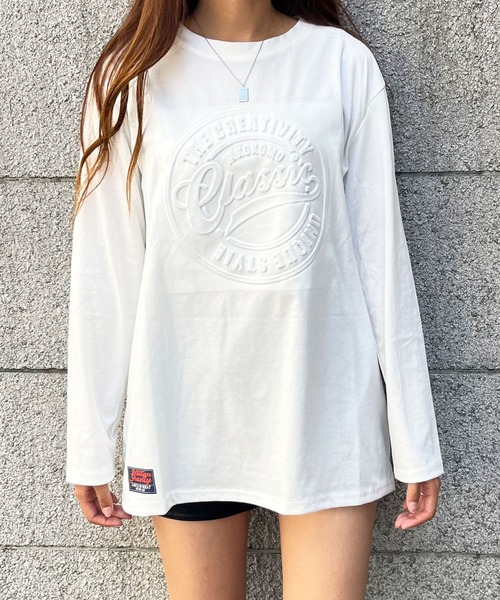 GLAMOROUS JANE(グラマラスジェーン)の「CLASSICエンボスロンT(Tシャツ/カットソー・レディース・杢グレー/チャコールグレー/ブラック/ホワイト/ベージュ・FREE)」の6枚目の写真