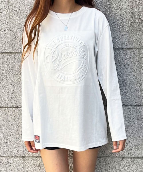 GLAMOROUS JANE(グラマラスジェーン)の「CLASSICエンボスロンT(Tシャツ/カットソー・レディース・杢グレー/チャコールグレー/ブラック/ホワイト/ベージュ・FREE)」の8枚目の写真