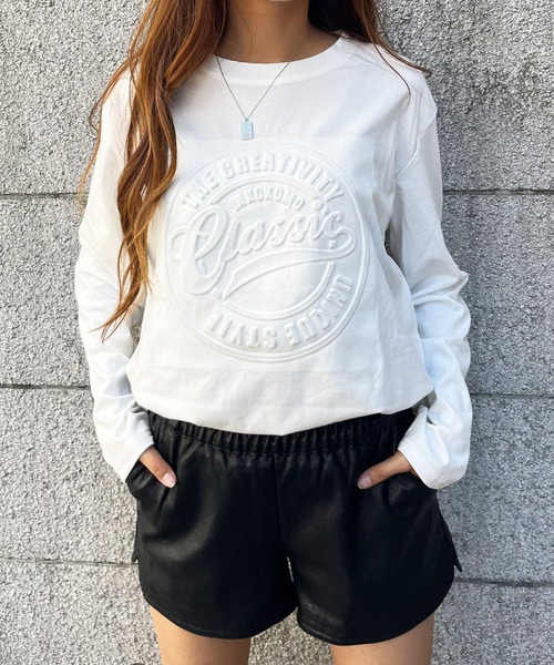 GLAMOROUS JANE(グラマラスジェーン)の「CLASSICエンボスロンT(Tシャツ/カットソー・レディース・杢グレー/チャコールグレー/ブラック/ホワイト/ベージュ・FREE)」の11枚目の写真
